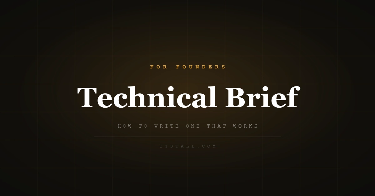 Founder writing a technical brief at a desk