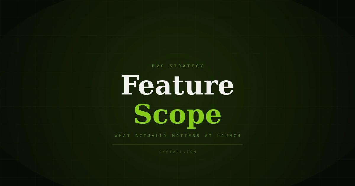A clean interface showing five essential feature cards arranged in a grid: core functionality, user accounts, data input, results display, and export options. Accent color highlights the most critical feature.