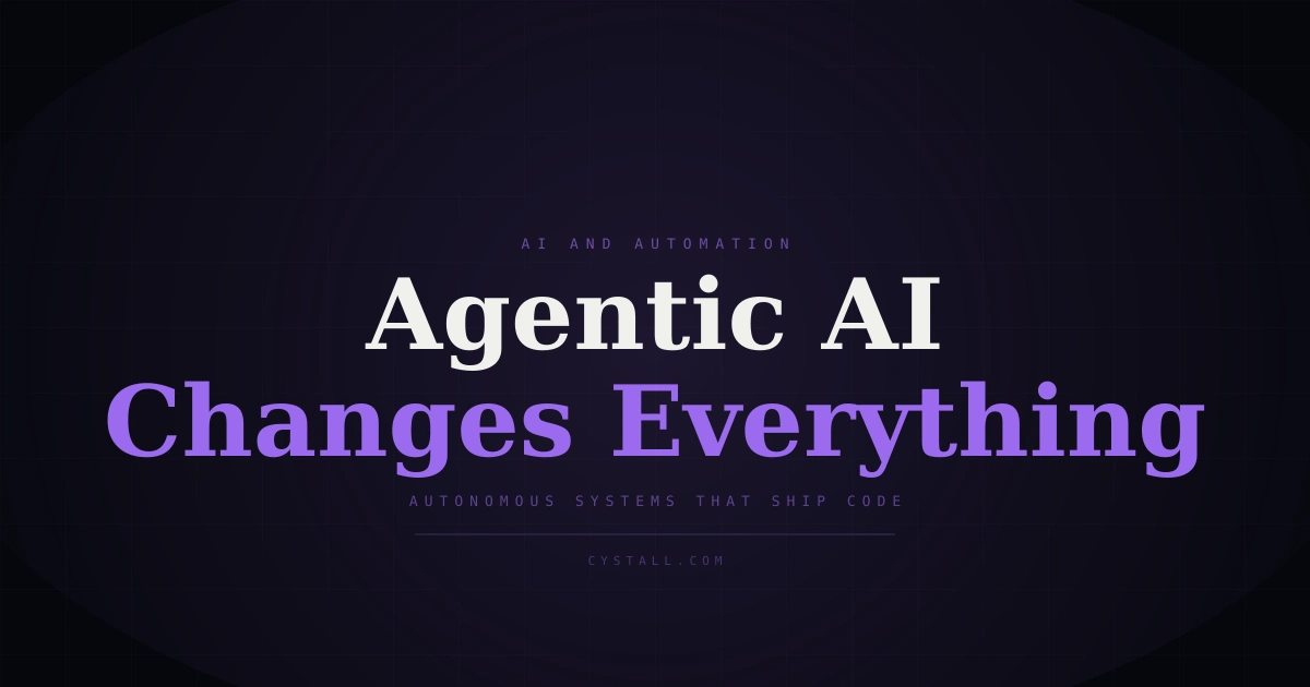 Abstract visualization of an autonomous AI agent making decisions and executing tasks in a loop, with flowing connections between nodes representing tools, databases, and code execution.