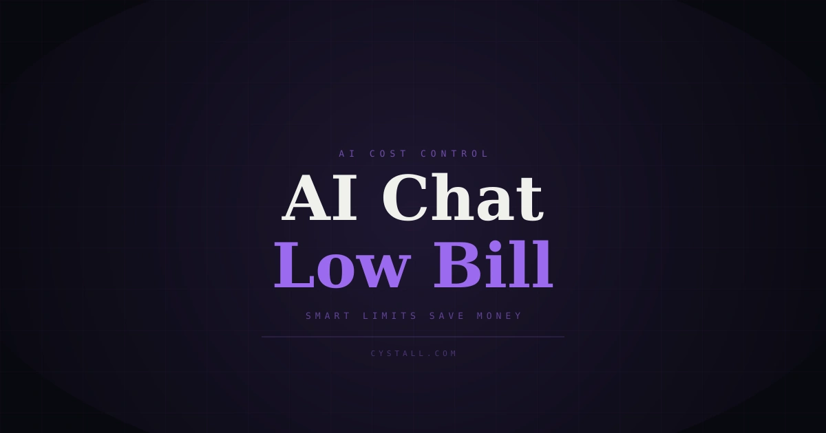 A dark themed cover image about adding AI chat to a SaaS without a huge bill, with bold typography and subtle grid glow