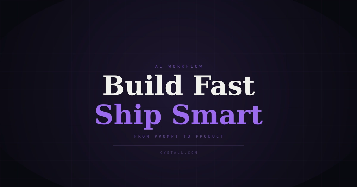 Minimal SaaS MVP and AI workflow cover image with bold typography and grid background