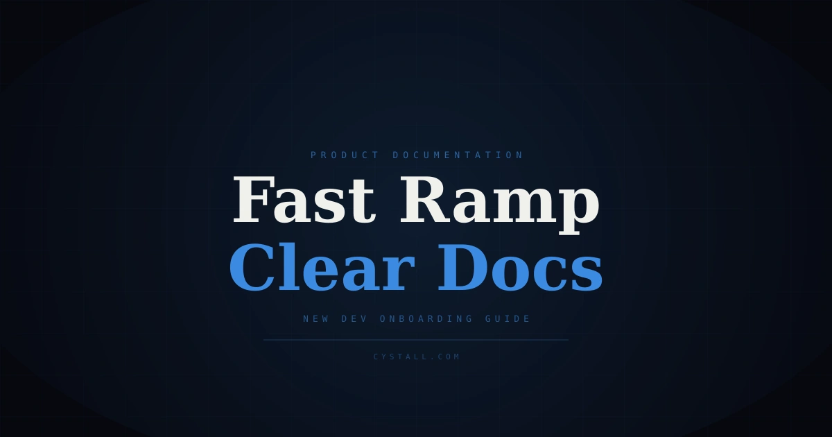 Cover image showing a product documentation system that helps a new developer ramp fast.