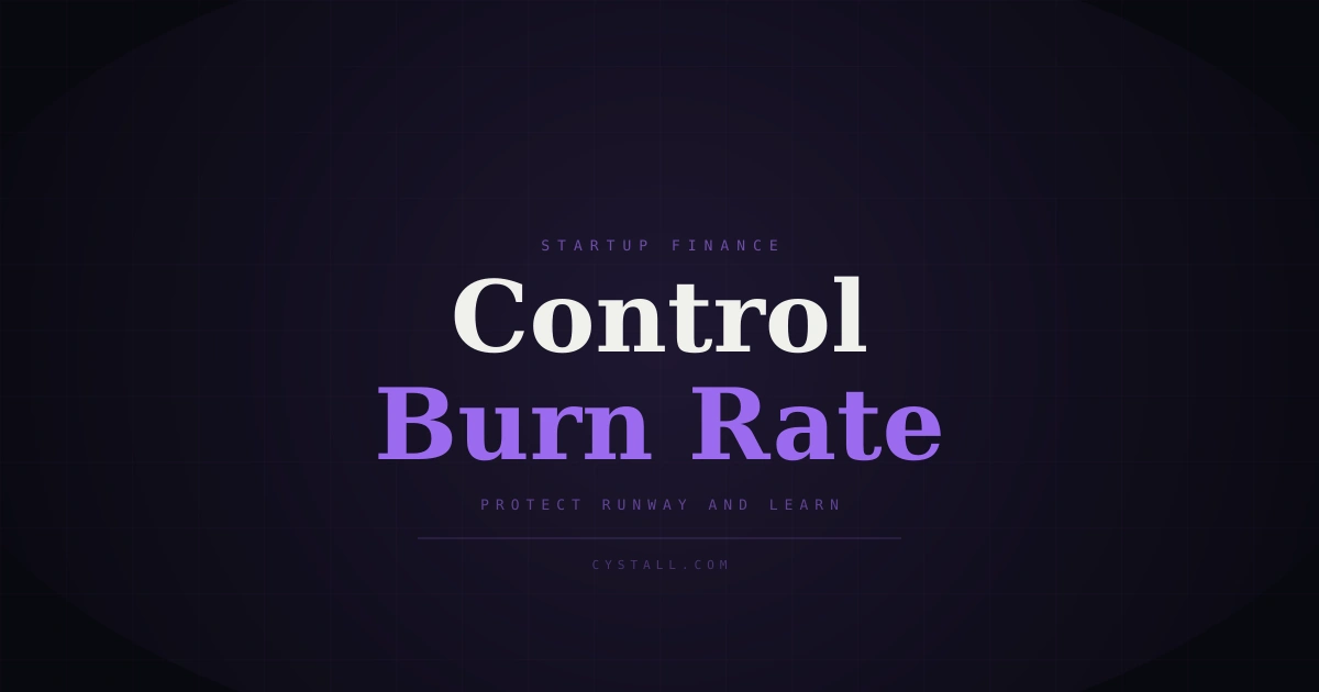 A startup founder tracking burn rate before product-market fit with a focused SaaS strategy theme