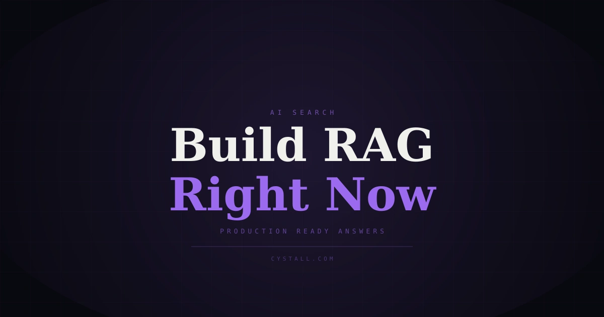 Dark RAG feature production illustration with glowing grid and bold title text