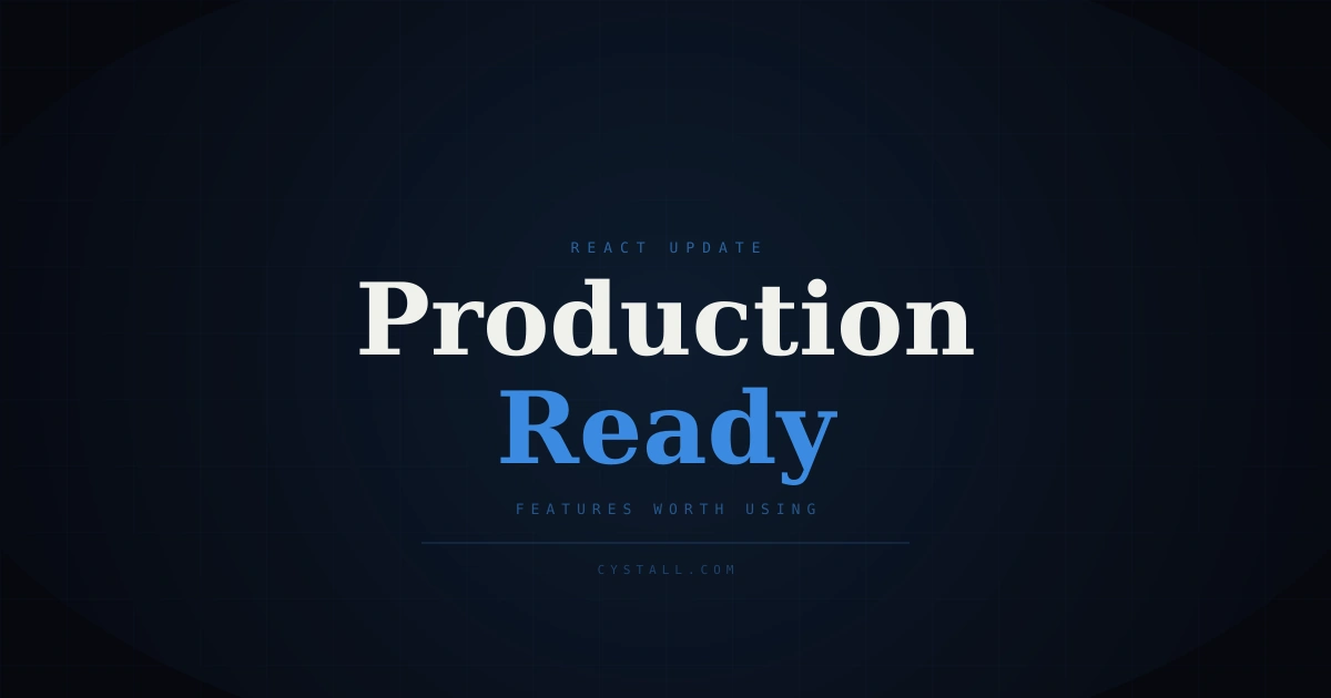 Dark themed cover image about React 19.2 production features and practical upgrade guidance