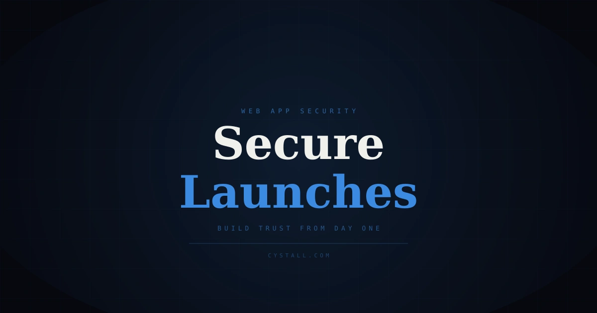 Dark web app security cover image with bold typography and a technical grid background.