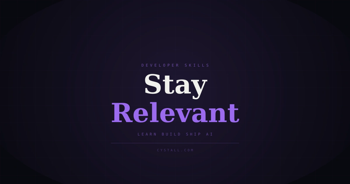 A dark editorial cover image about what developers should learn in 2026, with bold typography and a modern tech feel